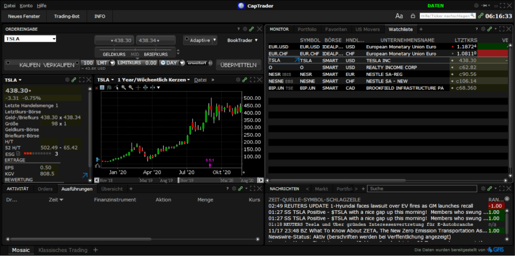 Das Depot bei Captrader